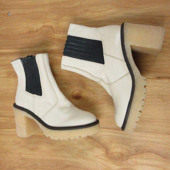 FREE PEOPLE James Chelsea Leather Boots Sz EU 36/US 5.5-6 Bone White Booties NWT - Picture 6 of 16